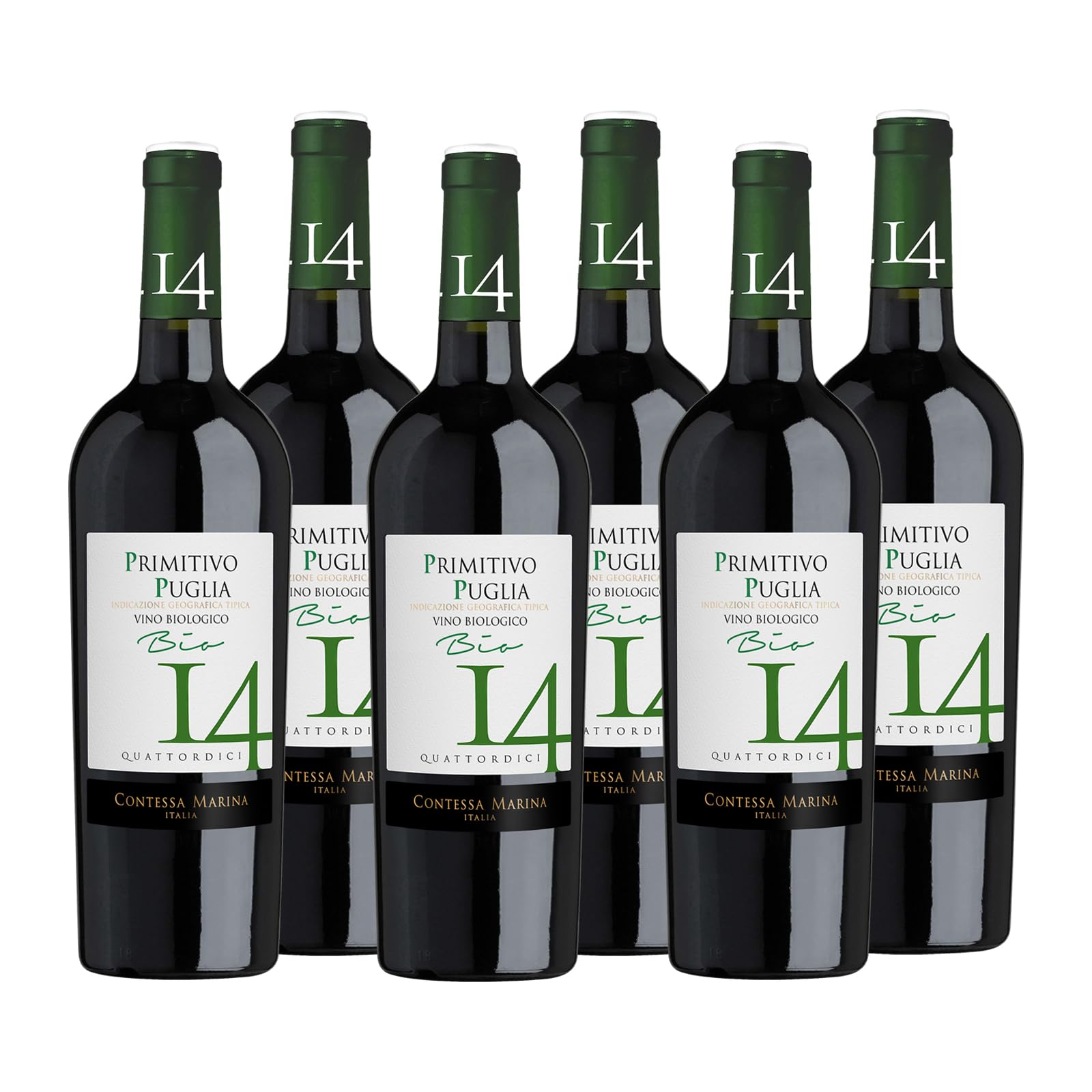 Bio-Primitivo Puglia IGT "14" Contessa Marina Apulien Italien Rotwein halbtrocken (6 x 0.75l)