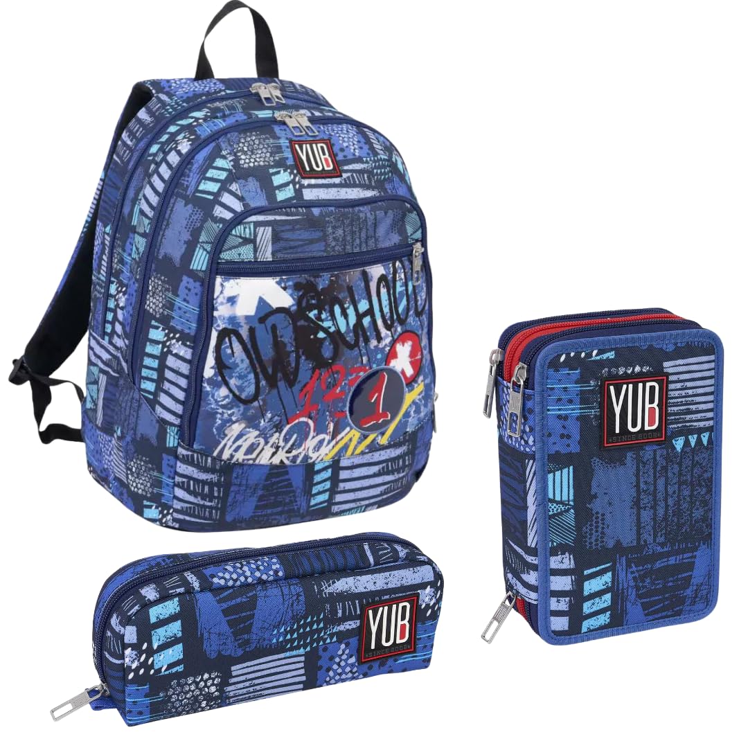 Seven Set Scuola Boy, Zaino con Astuccio 3 Zip e bustina, Graffiti