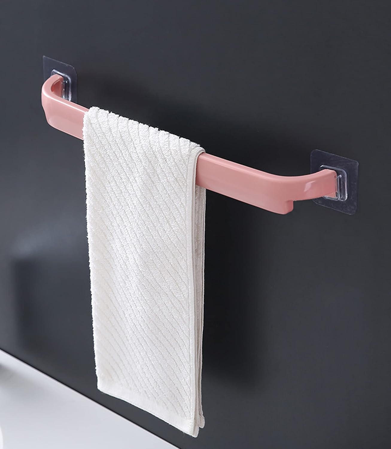 MEZON No Drill Needed Plastic Towel Holder Wall Mounted Rack Shelf Self