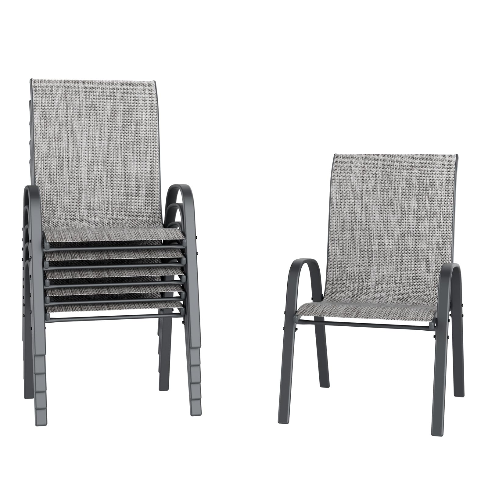 UDPATIO Patio Chairs Set of 6, Stackable Outdoor Dining Chairs for All Weather, Outdoor Furniture with Breathable Textilene Fabric, 350LBS Capacity,