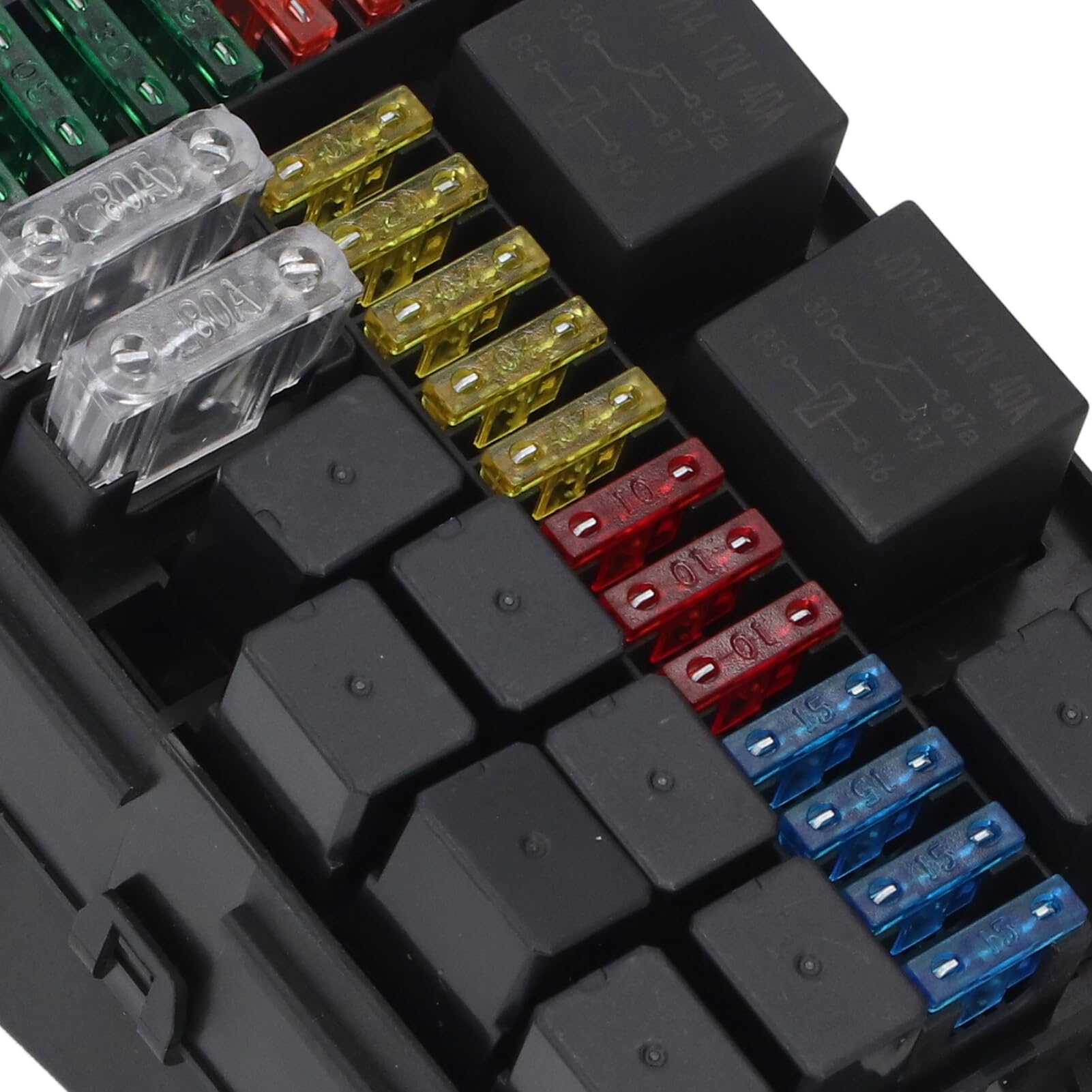 Scatola relè fusibile SustVita Blade 12V con fusibile ATO 24 ATC e 11 relè, scatola fusibile relè automobilistico a 4 e 5 pin per applicazioni marine, automobili e camion
