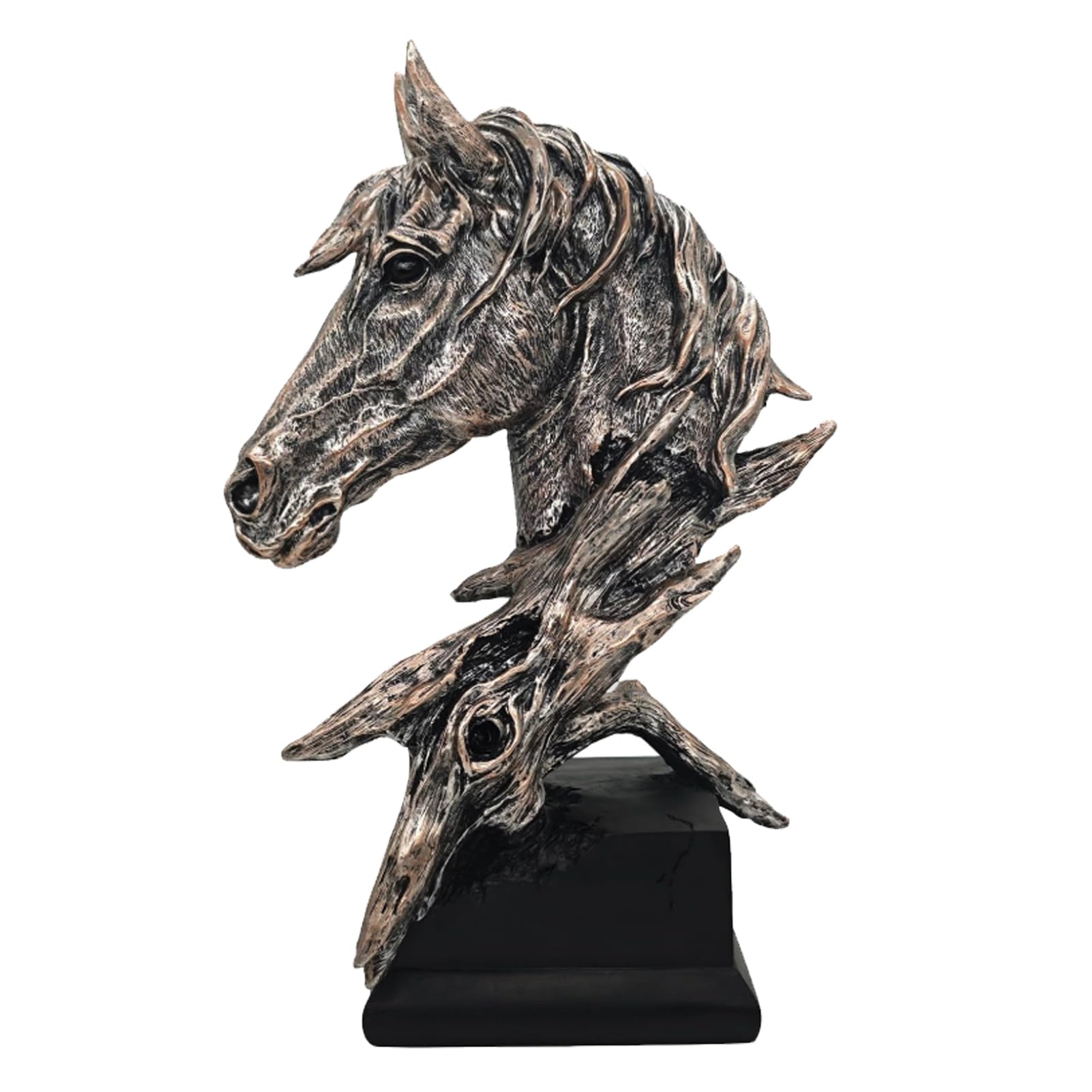 Cryfokt Statua Cavallo Resina Scultura, Finitura Bronzo Vintage, per