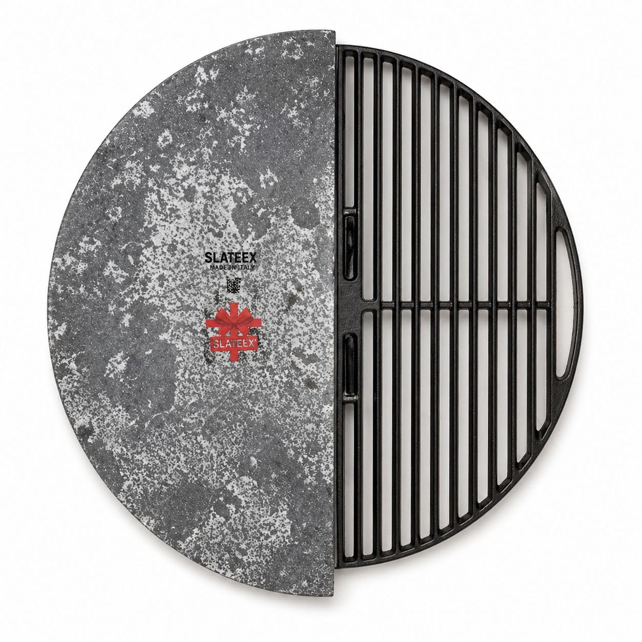 Piastra a mezzaluna in pietra ollare da 46,2 x 23 x 3 cm, grigio, per Monolith Icon, distribuzione uniforme del calore, carne, pesce e verdure