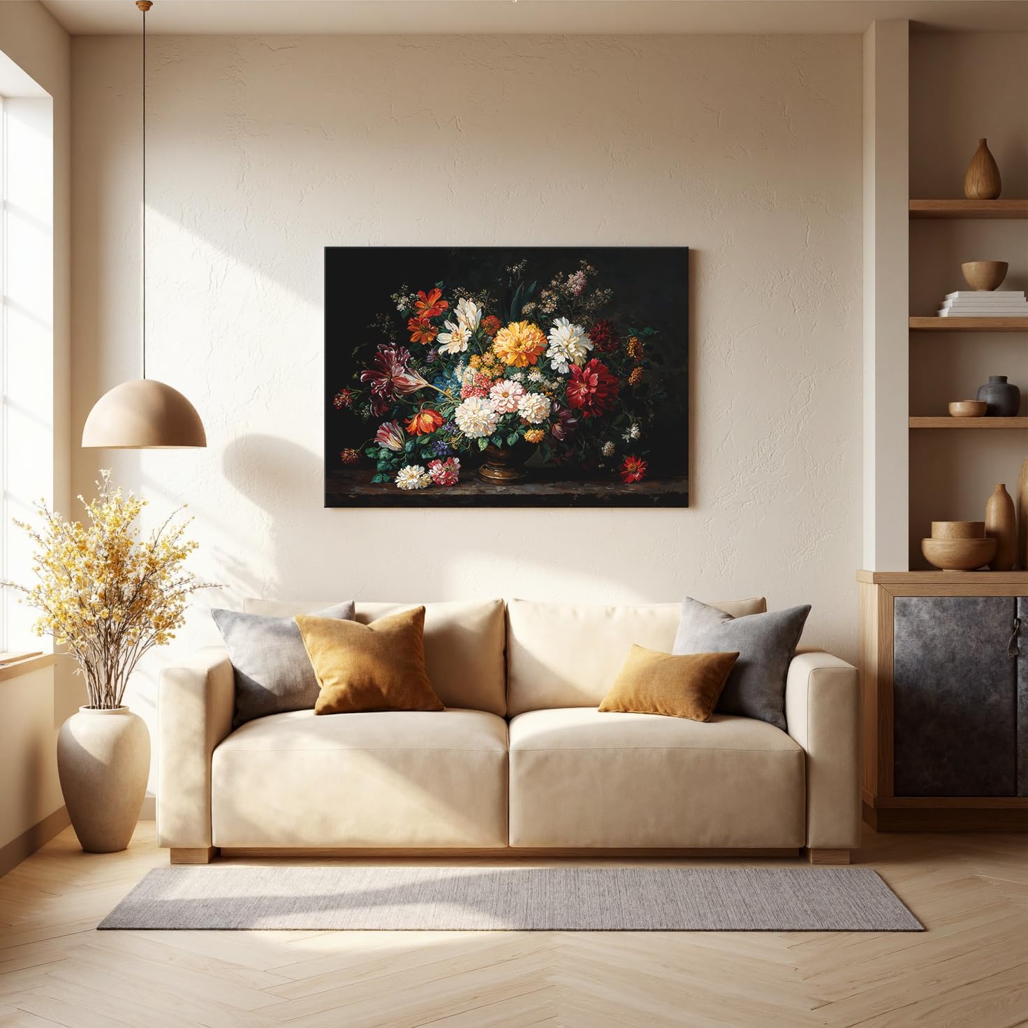 Canvas Art Wall Decor Modern Canvas Wall Pictures For Living Room Colorful Flower Wall Art Artwork for Walls Vintage Floral Wall Art Canvas Prints Work For Home Office Kitchen Wall Decor 24" X 36"