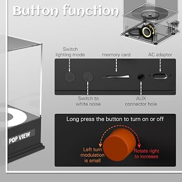 Acrylic Display Box with Bluetooth Speaker, Figurine Display Shelf with a Ring of RGB Lights, can Read Memory Cards, Clear Acrylic Box can Hold Most Small Figurines, for Home,Classroom, and Office Use