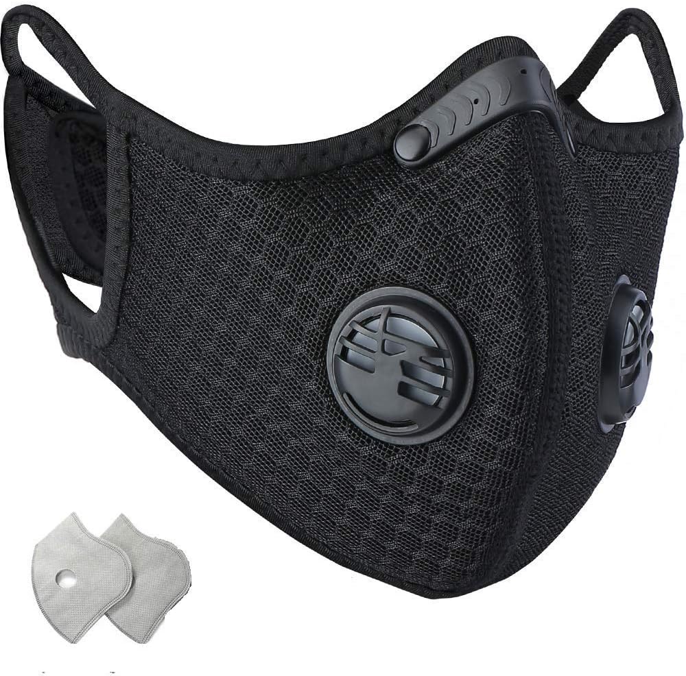 Xtore® Shield Plus N-95 / PM 2.5 Washable Anti pollution mask | Dual Exhaust Valve | Breathable mesh with 2 Replaceable Filter, Premium Quality - (Pack of 1, Black)