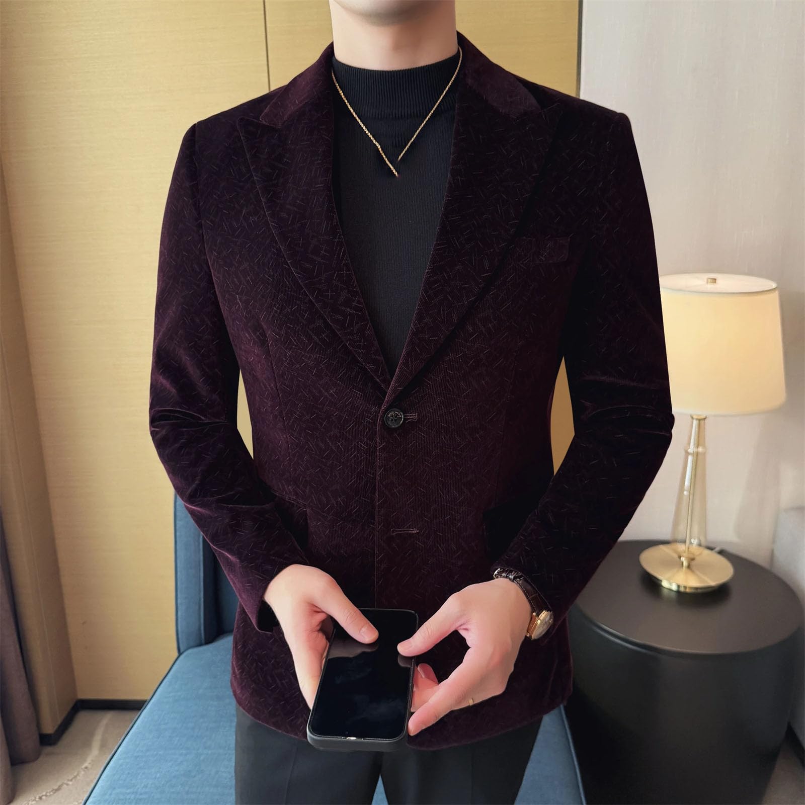 Giacche da uomo in velluto a coste giacca coreana moda due bottoni business casual blazer slim fit cappotto confortevole