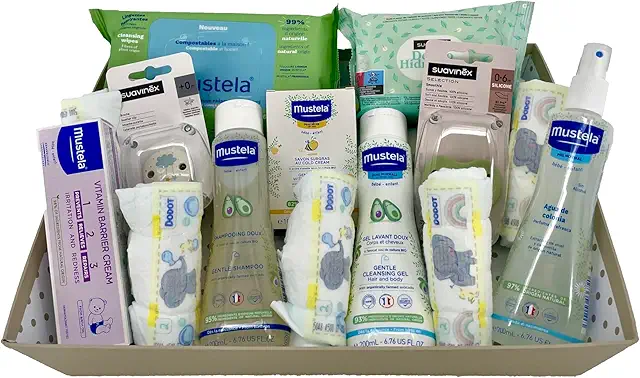 Canastilla Bebé Recién Nacido con Productos Esenciales y Pañales - MomentosGourmet