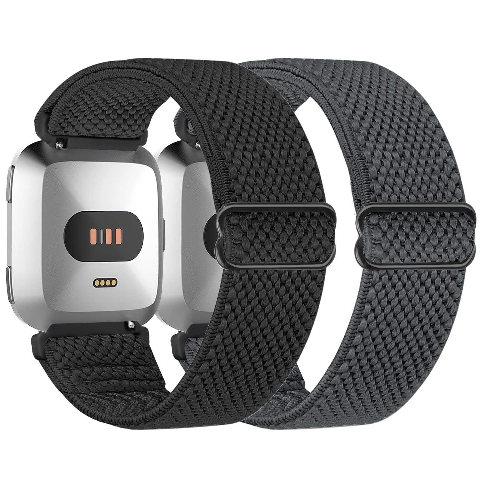 Tiptops Ersatzarmband Kompatibel mit Fitbit Versa 2 Armband/Fitbit Versa Armband für Damen/Herren, Sports Elastisches Verstellbares Nylon Uhrenarmband für Fitbit Versa/Versa 2/ Versa Lite -2Pack