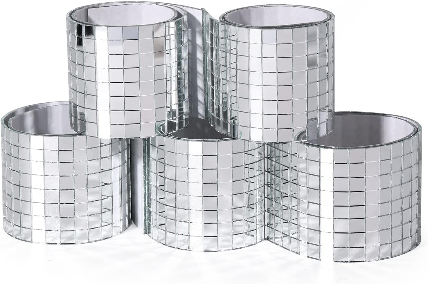 PP OPOUNT 2360 PCS Self Adhesive Mosaic Tiles, 5 x 5 mm Disco Tiles, Square Mirror Mosaic Tiles for Interior Decoration, DIY Disco Ball, Card Making and Art Collage