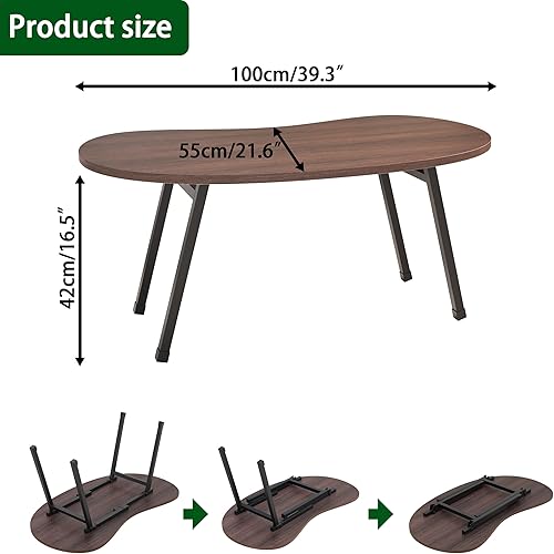 Miniatura 3 de Mesas de centro plegables, mesa de centro moderna de mediados de siglo, mesa plegable de frijol irregular, mesa de centro de granja portátil para