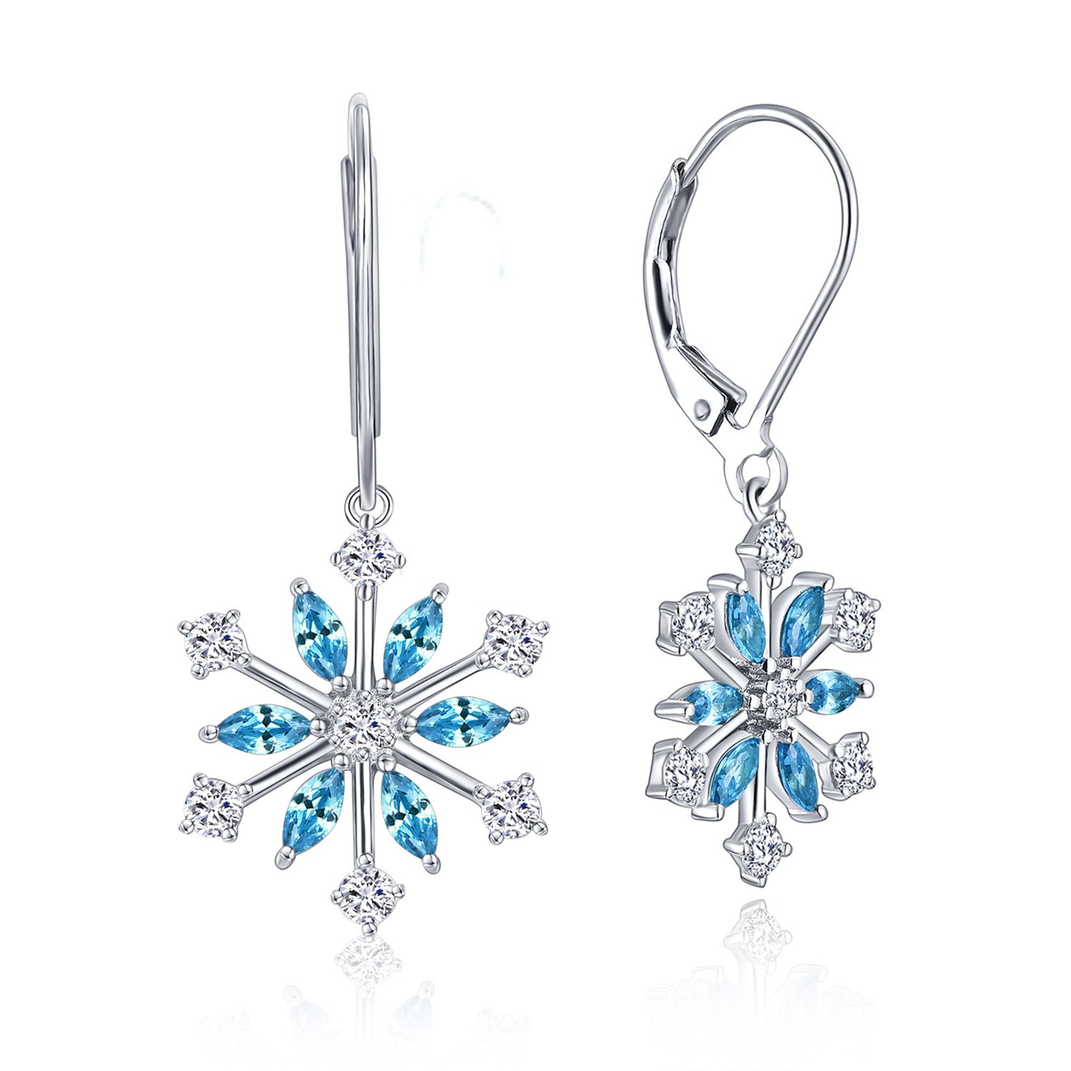JO WISDOM ohrringe schneeflocke weihnachten silber 925 Damen mit 3A Zirkonia,Schmuck für Frauen