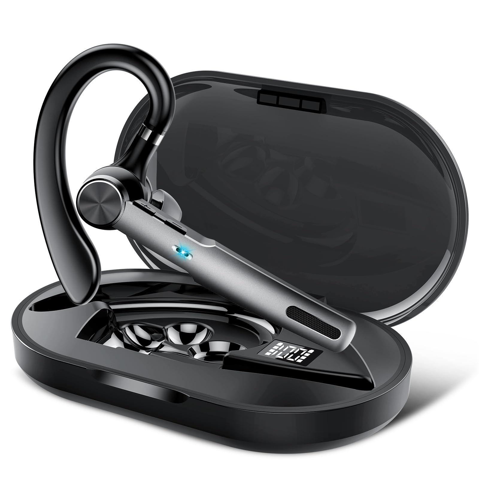 wireless bluetooth earpiece with microphone in black