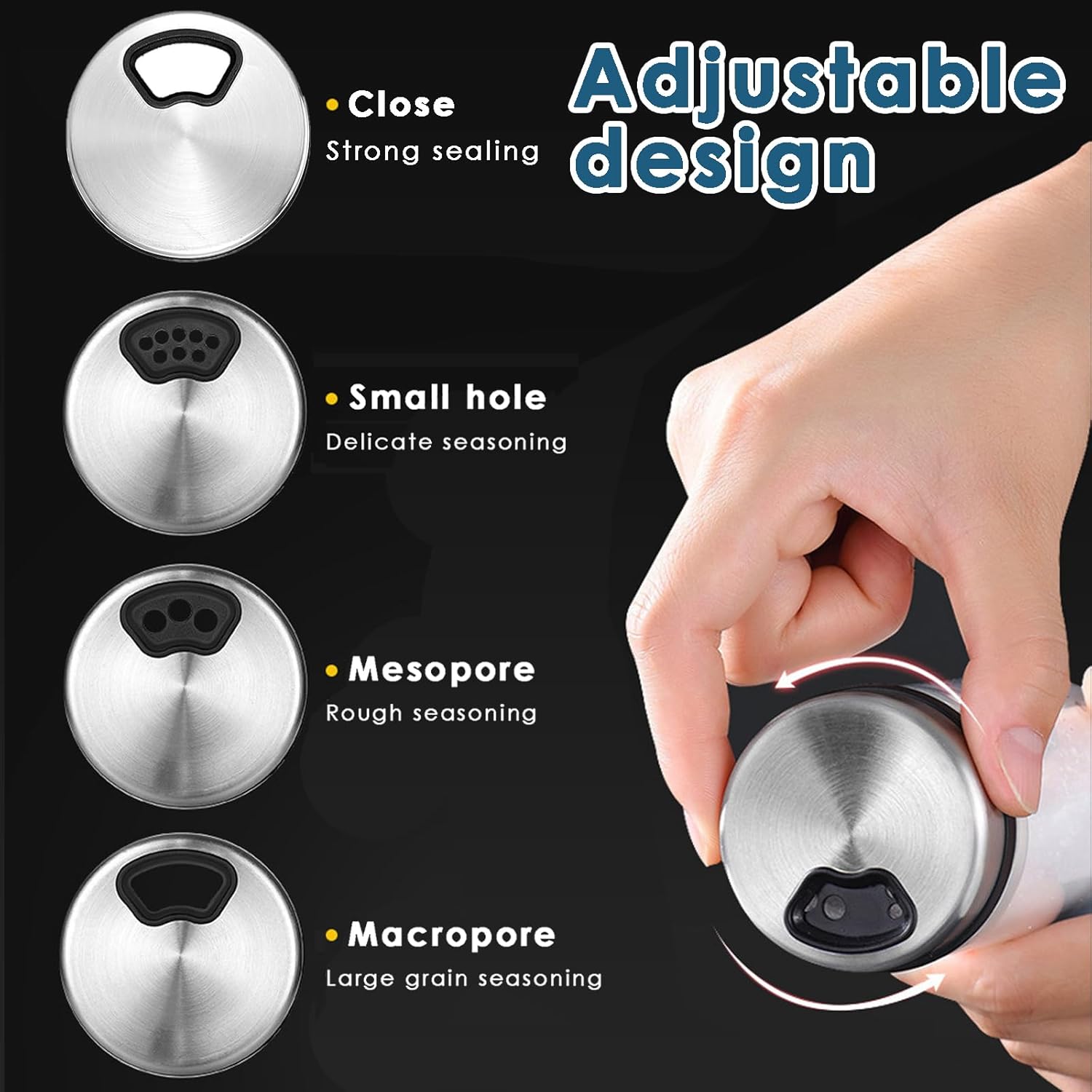 1 Salt Shaker, Salt Dispenser, Seasoning Shaker – 200ml Heat-Resistant Glass Spice Jar with Adjustable Rotating Lid for Kitchen, Dining, or Decorative Use (Leak-Proof)