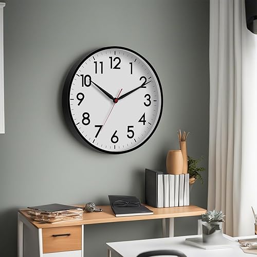 Miniatura 218 de AKCISOT Reloj de pared, moderno y pequeño, funciona con pilas, de 8 pulgadas, silencioso, analógico, clásico, para oficina, hogar, baño, cocina