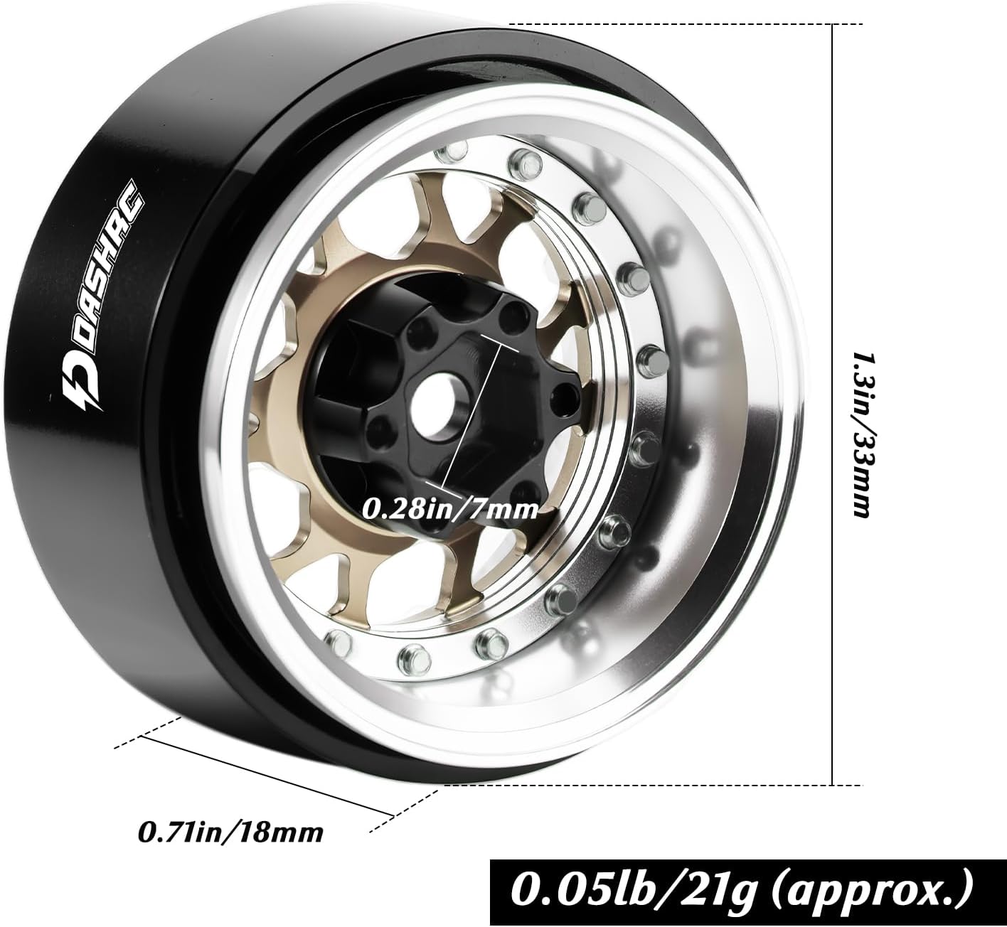1.3″ Beadlock Wheels, Aluminum Alloy Adjustable Negative Offset Rims for 1/18 1/24 RC Micro Crawlers Ascent18 TRX4M SCX24 FCX24 Upgrades Parts, 4PCS