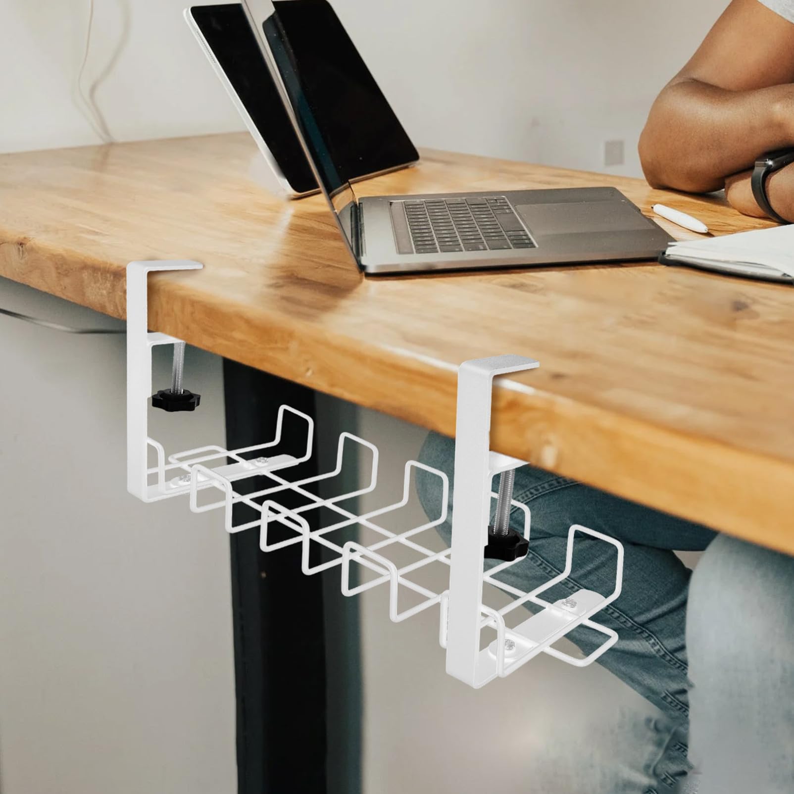 Homoyoyo Cesta para Rack de Gestión de Cables Debajo del Escritorio Organizador de Cables Bandeja para Almacenar
