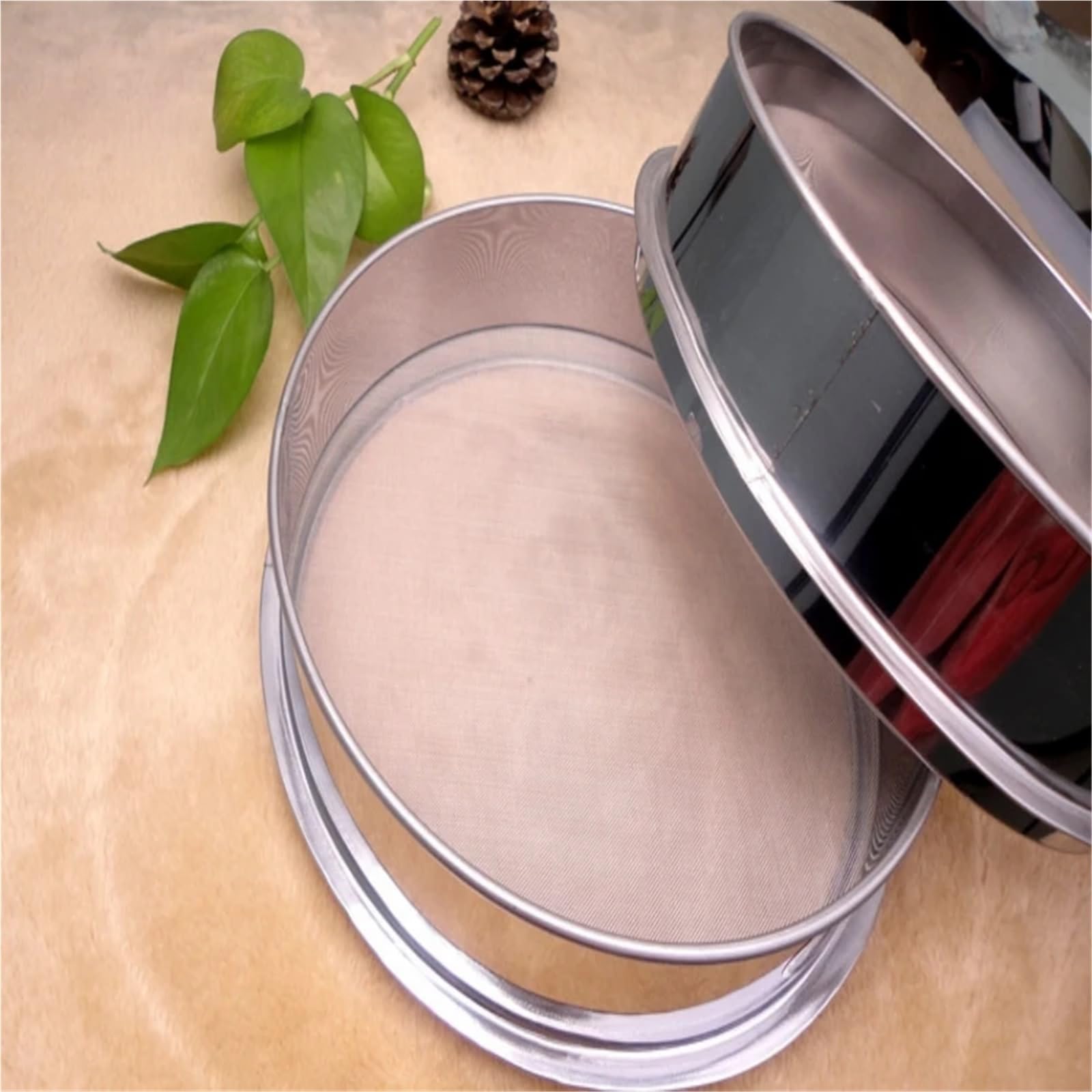 sito， Sito do mąki 1 szt. 4-500M okrągłe sito laboratoryjne ze stali nierdzewnej z otworem standardowym Shakers filtr kuchennej w proszku gleby(200 Mesh 80 Micron,25cm Diameter)
