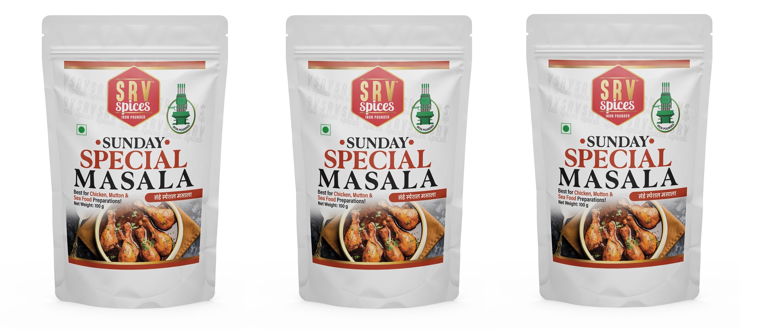 SRV Spices Sunday Special Masala| Chicken/Mutton Masala| Aromatic Curry Powder (100GM X 3, Pack of 3) (B0CCRVQFZT) Amazon Price History, Amazon Price Tracker
