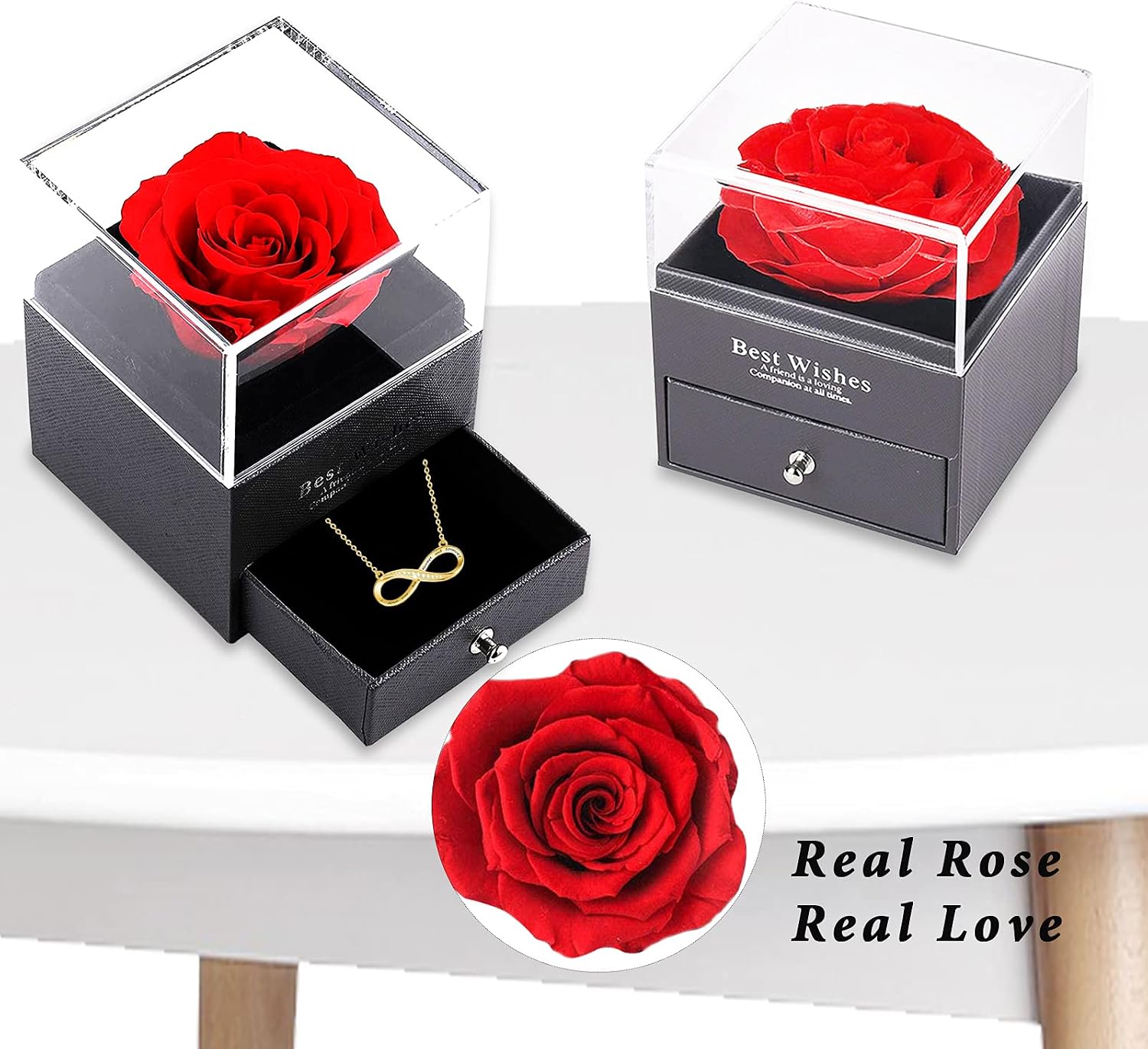 Preserved Red Real Rose with S925 silver Necklace -Enchanted Rose Flower Gifts for Mom from Daughter Son on Mothers Day Birthday Presents for Mother Grandma Wife