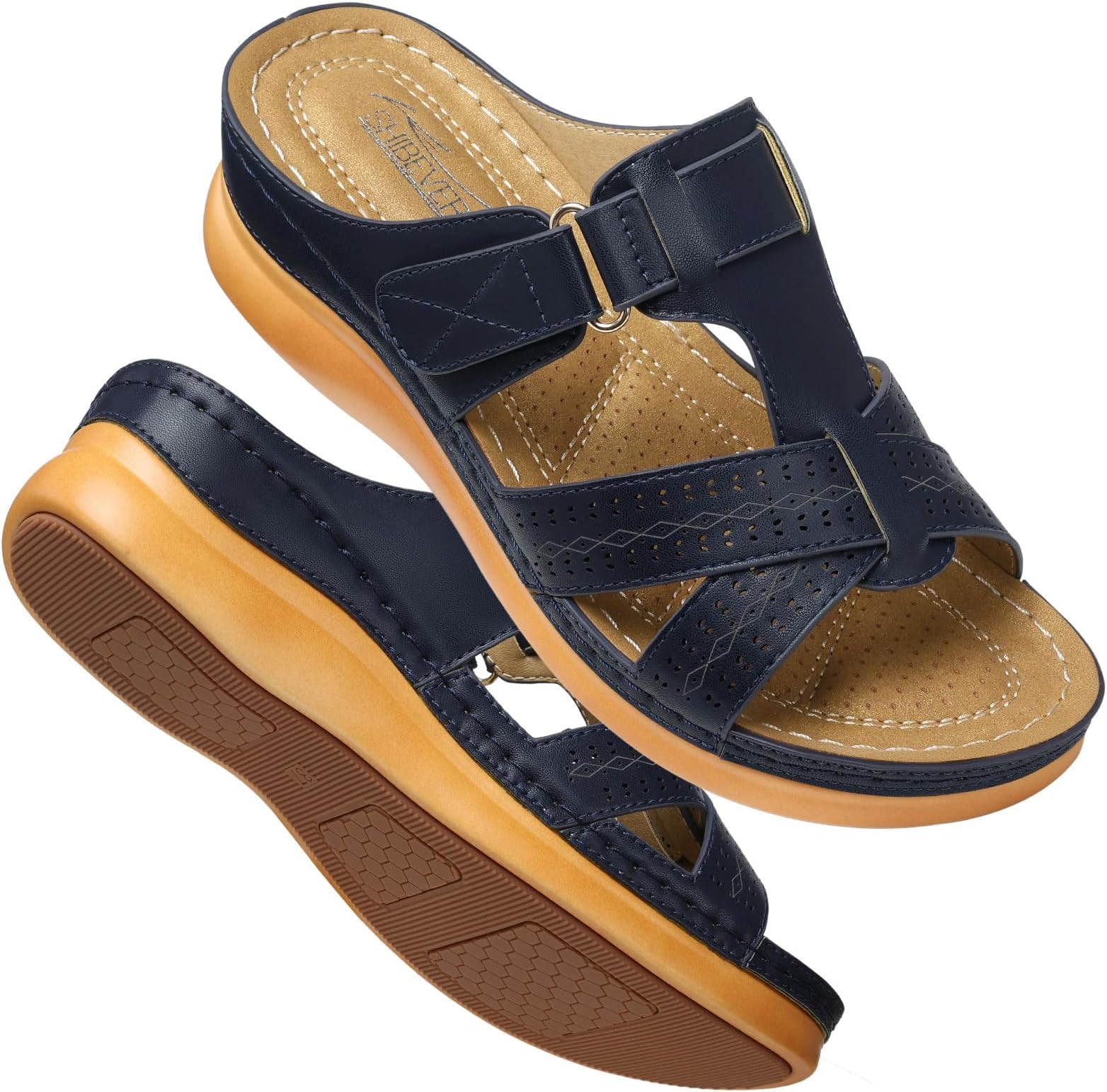 SHIBEVER Women's Slip On Platform Sandals