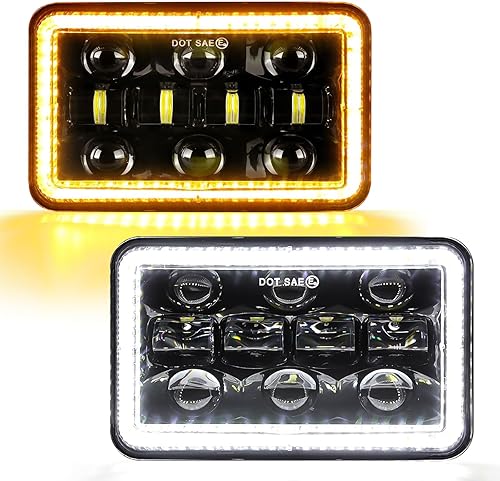 Miniatura 1 de VESTER Faros delanteros LED de 4 x 6 de 60 W con luz sellada DRL HiBajo, compatible con H4666 H6545 H4651 H4652 H4656 Peterbilt Kenworth Ford Sonda