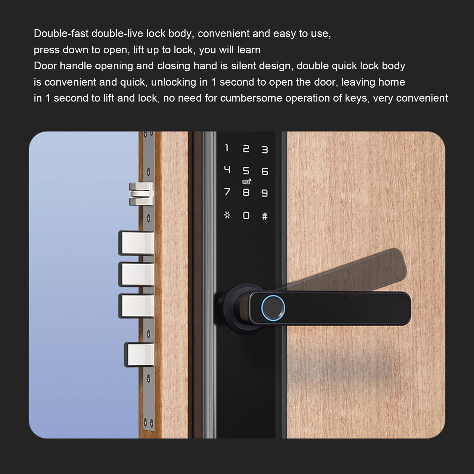 Serratura intelligente per porta con impronta digitale, sblocco con scheda IC, sblocco automatico con password elettronica, serratura antifurto per hotel, soggiorno in famiglia,