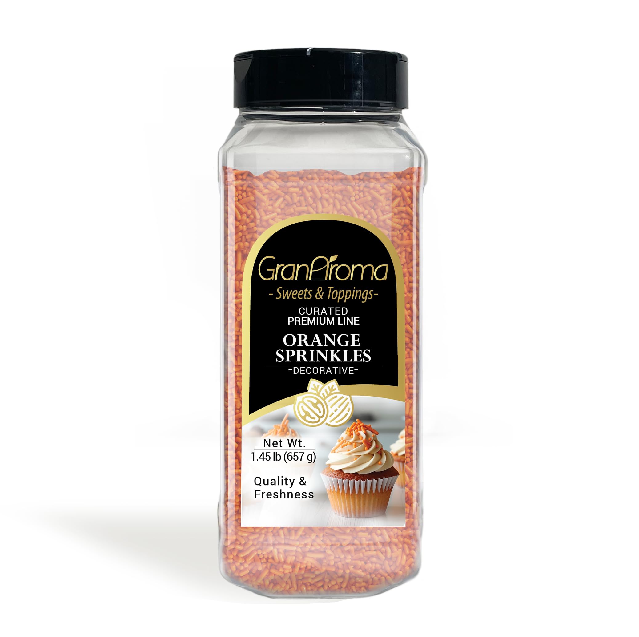 GranAroma Orange Sprinkles, Decorative, Cakes & Cupcakes (1.45 Pound)