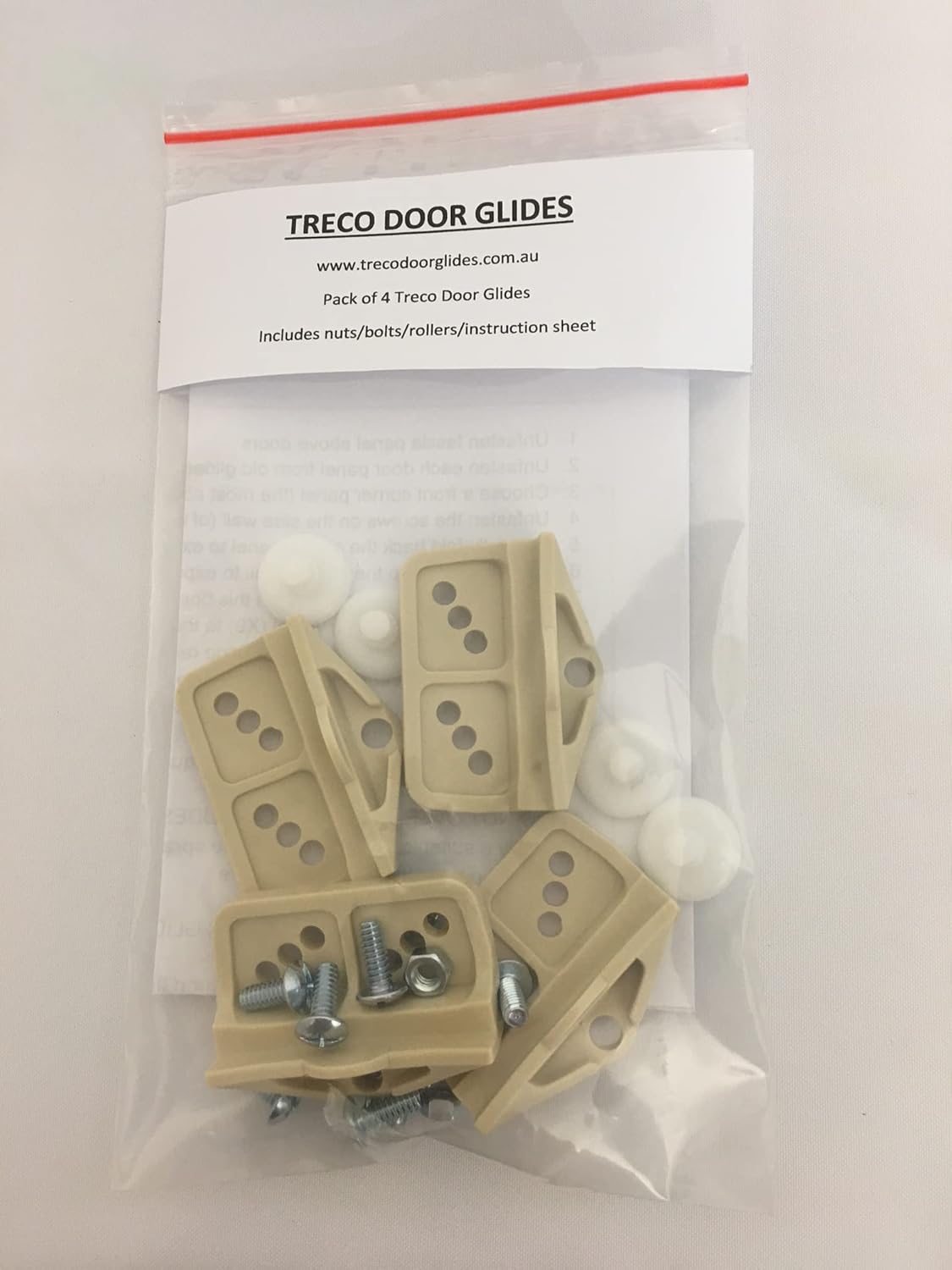 Treco Garden Shed Sliding Door Replacement Glides kit. Pack of Four Includes Nuts & Bolts to