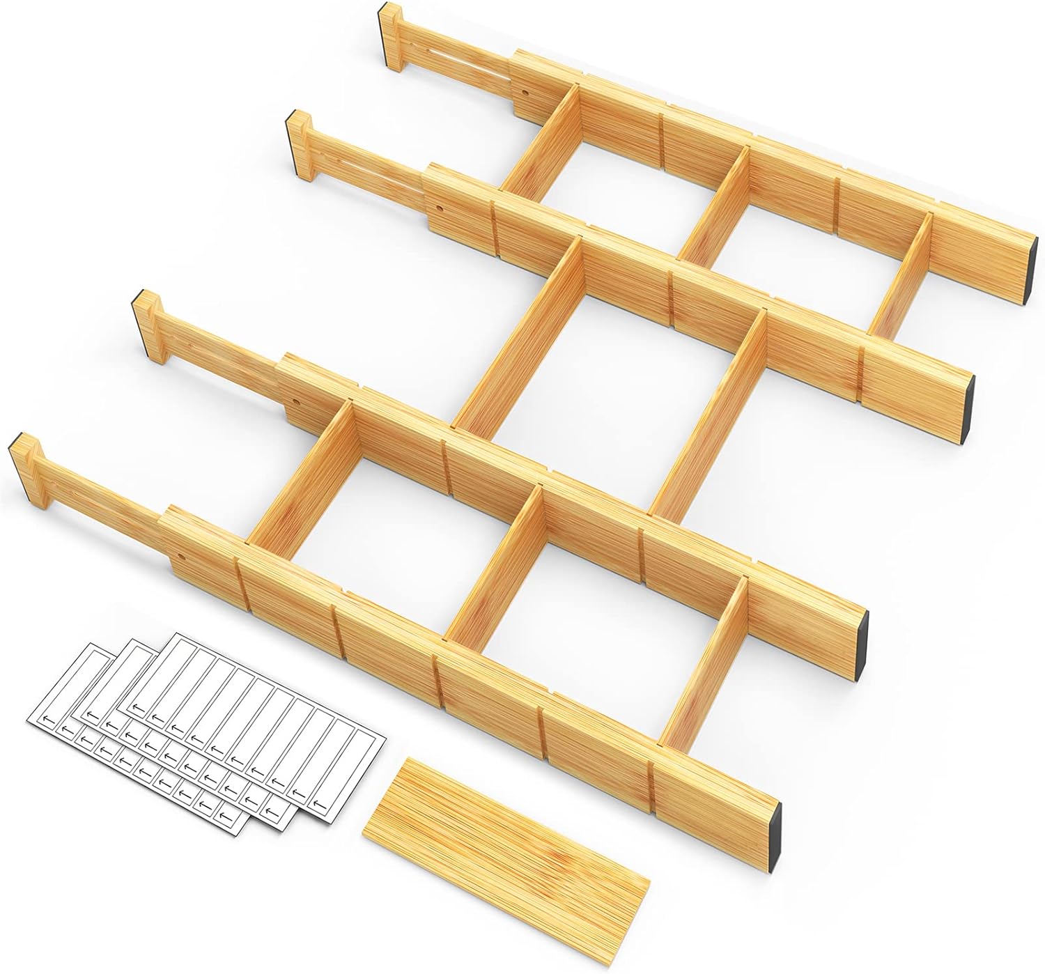 SpaceAid Bamboo Drawer Dividers with Inserts