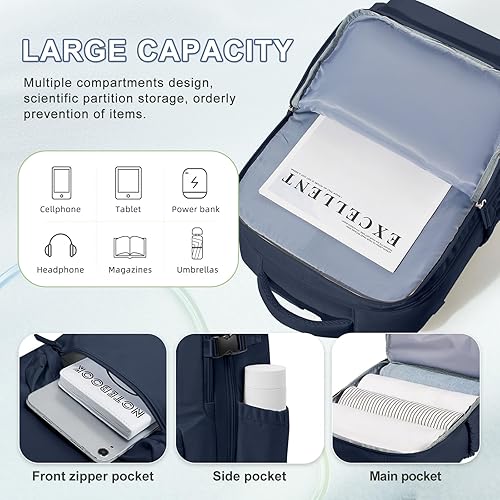 Vista 349 de VECAVE Mochila de viaje para laptop, mochila aprobada para vuelos,Mochila deportiva para universidad casual, E-peacockblue, Mochila para laptop