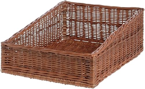 Cesta de sauce rectangular cónica natural, 16 pulgadas de largo x 19 34 pulgadas de ancho x 4 12 pulgadas a 8 pulgadas de alto
