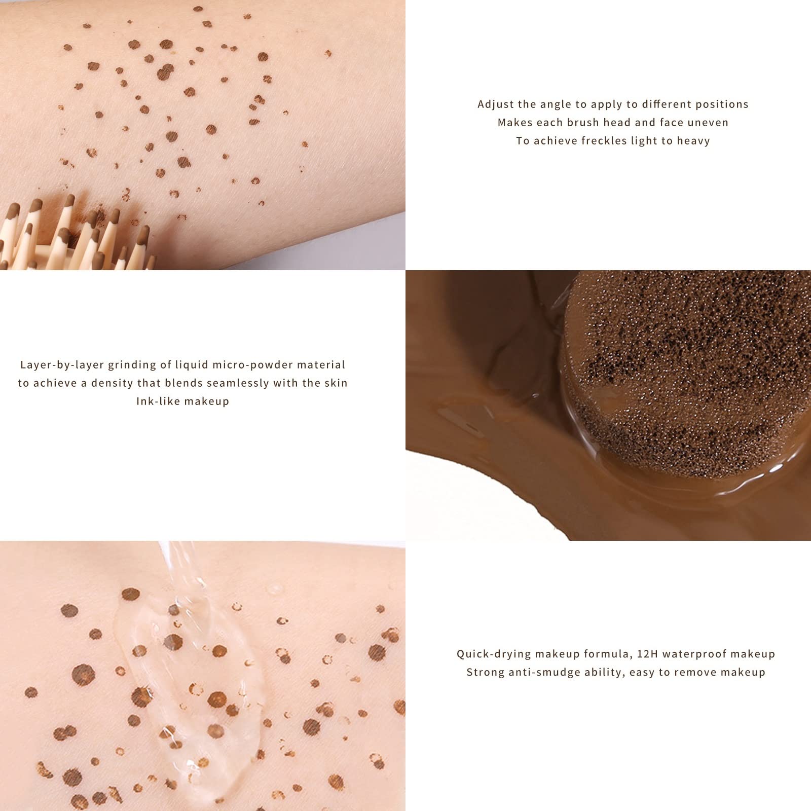 Liquid Freckle Pen Natural Lifelike Freckle Stamp Air Cushion Waterproof and Long Sweat-proof Lasting Freckle Pen Makeup for Natural Effortless Sunkissed Makeup (Dark Brown) - Image 3