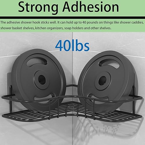 Miniatura 4 de Paquete de 12 ganchos adhesivos de repuesto para regadera, transparentes, fuertes, impermeables, sin perforaciones, organizadores de baño y cocina