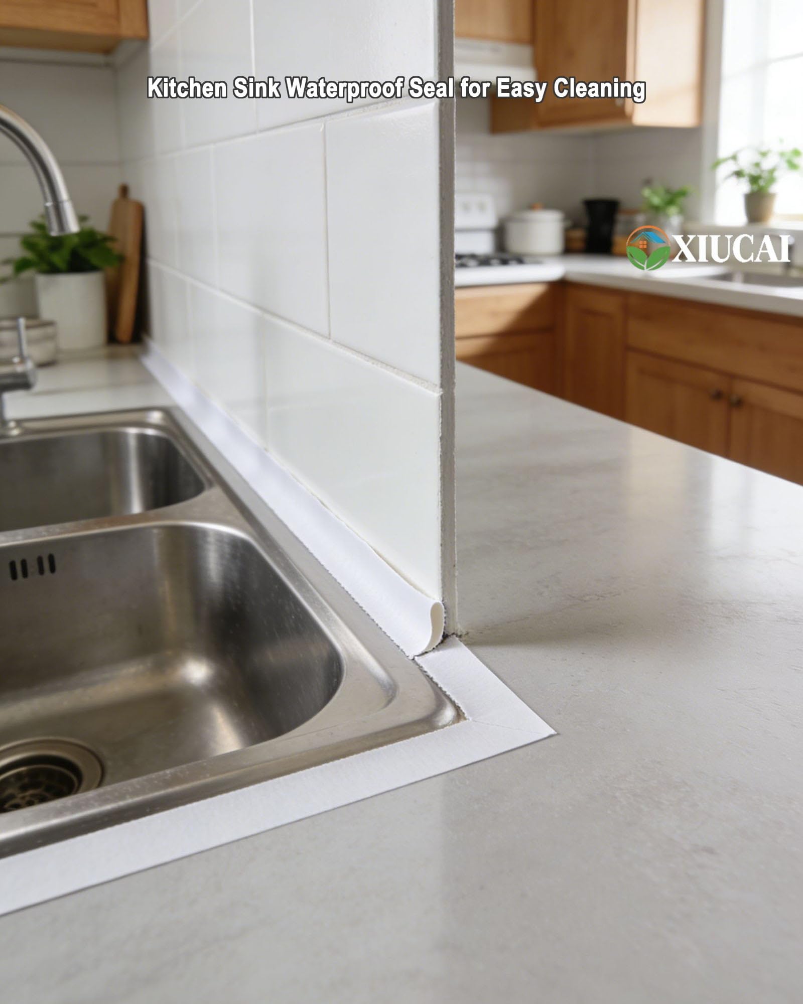 4 Rotoli di Nastro Sigillante per Bordo Lavello, Benda Autoadesiva Impermeabile, Sigillante Senza Residui per Cucina e Bagno, Riempitivo per Fessure Idrorepellente,Bianca,W 7cm x L 20m