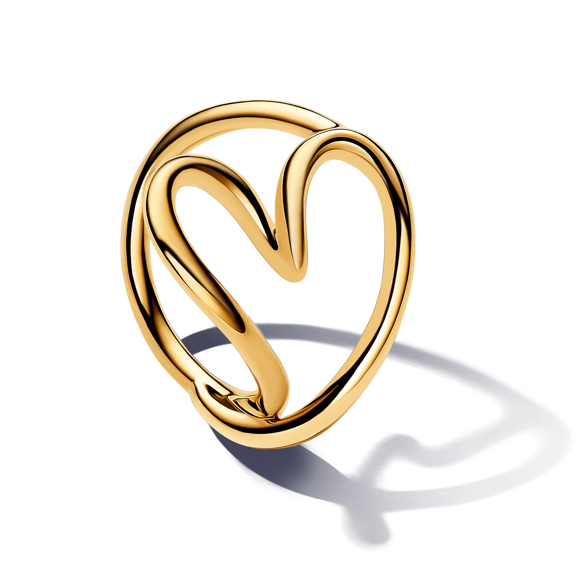 PANDORA Essence Anillo con corazón chapado en oro de 14 quilates