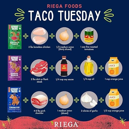 Miniatura 7 de Riega Condimento orgánico para tacos de Carnitas Street, mezcla perfecta para auténticas carnitas de cerdo ralladas en olla de cocción lenta, 1 onza