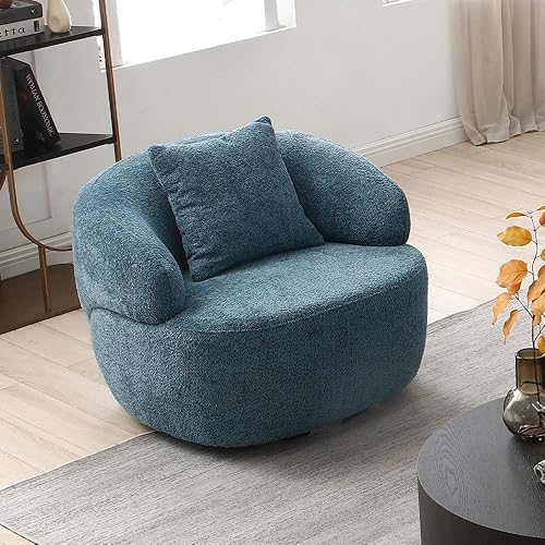 Miniatura 11 de WILLIAMSPACE Sofá curvo moderno de lujo con asiento giratorio redondo y decorativo, juego de 2 piezas, sofá tapizado de tela boucle con 3 cojines