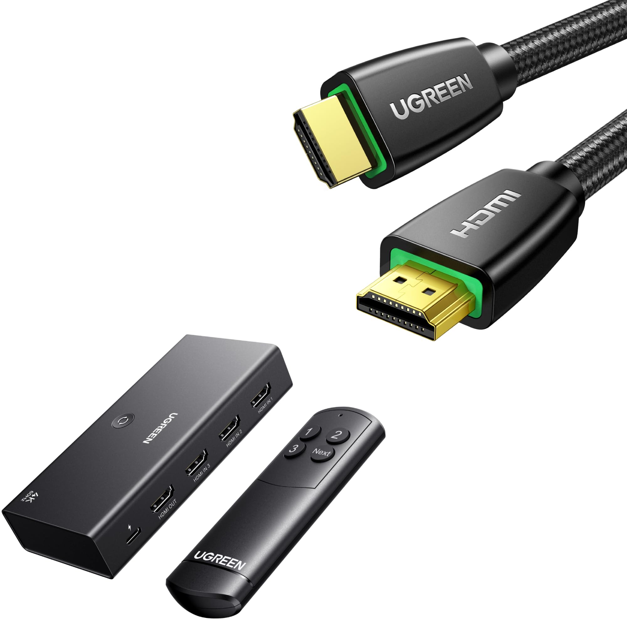 Amazon.com: UGREEN HDMI Switch 3 in 1 Out 4K@60Hz Bundle with HDMI