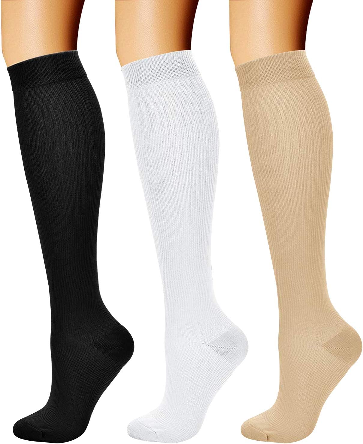 Copper Compression Socks (3 Pairs), 15-20 mmhg is BEST Athletic & Medical for Men & Women, Running, Flight, Travel, Nurses - Boost Performance, Blood Circulation & Recovery