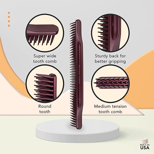 Miniatura 13 de Allegro Combs Peines de dientes anchos #70 para definir el peine de 3 filas de dientes anchos para cabello rizado, peine para mujeres, estilistas