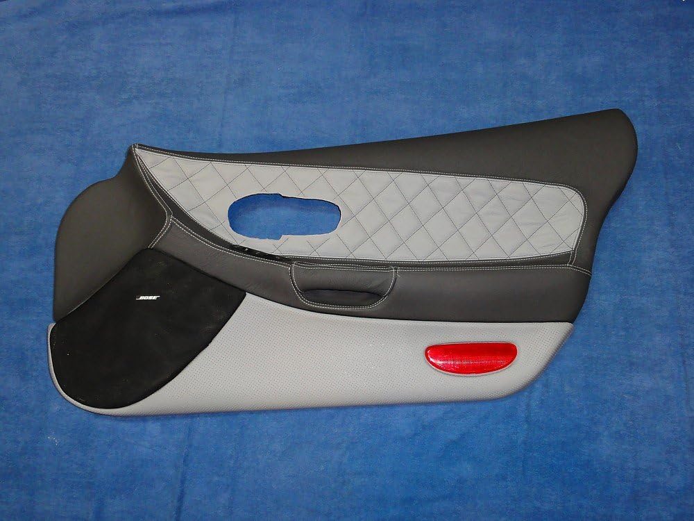 RedlineGoods Lower Door Panels Compatible with Chevrolet Corvette C5 1997-04. Tailor Made - not Universal. Genuine top-Grade Italian Black Suede (Alcantara) with Blue Thread