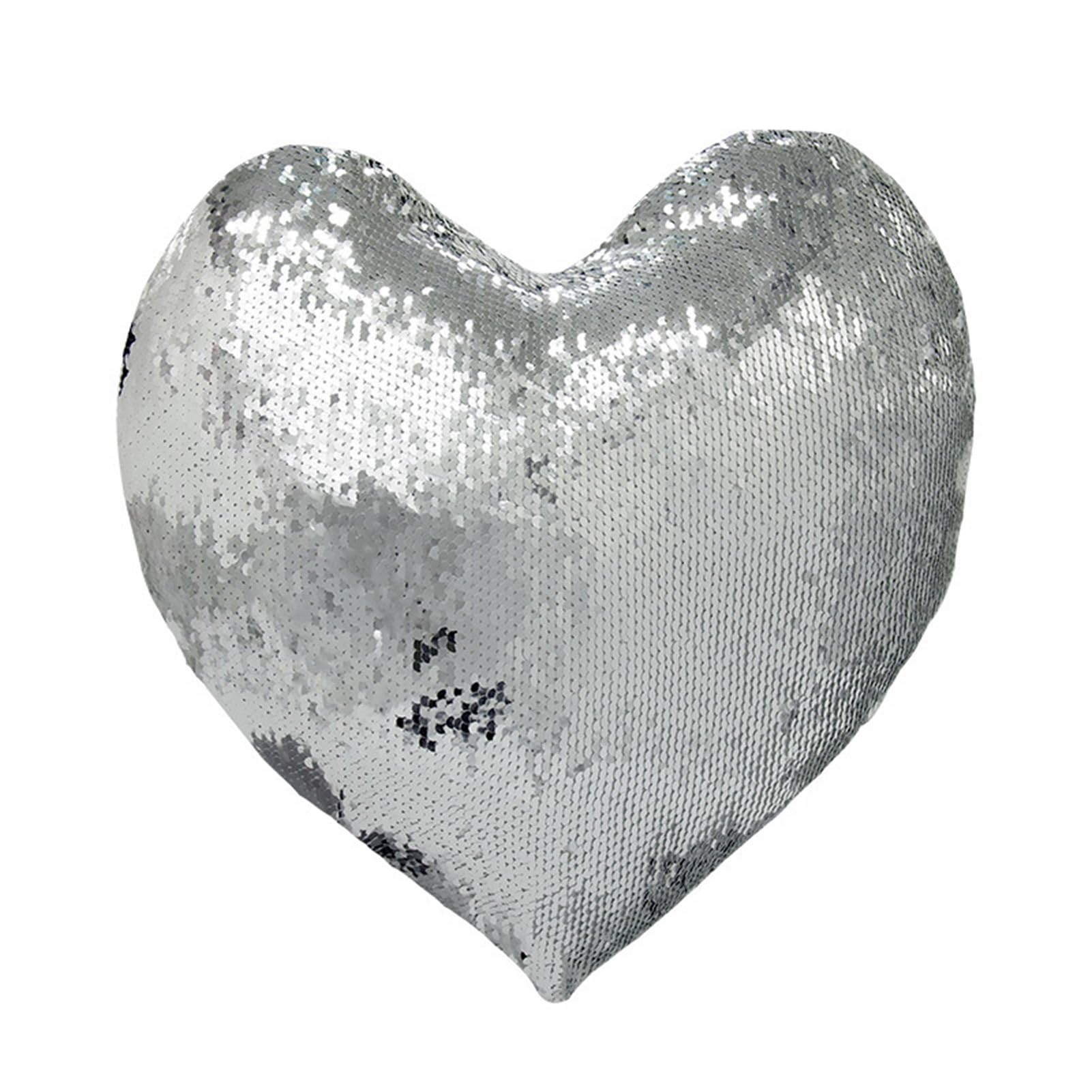 SmbcgdmSofa Cushion Cover Home Decoration Sequins Love Heart Shape Pillowcase Useful Silver