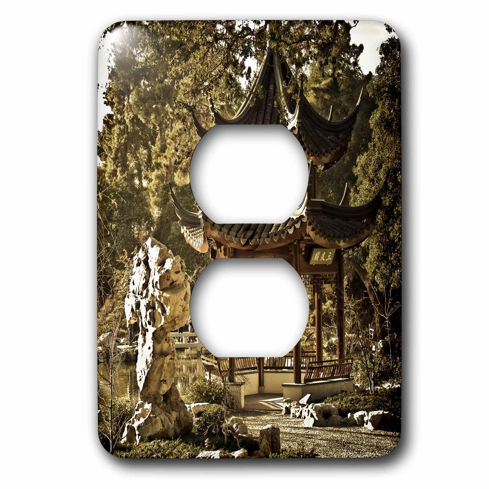 Pagode chinoise Jardin plaque 2 prises 3dRose lsp_12676_6 décorative pour interrupteur mural
