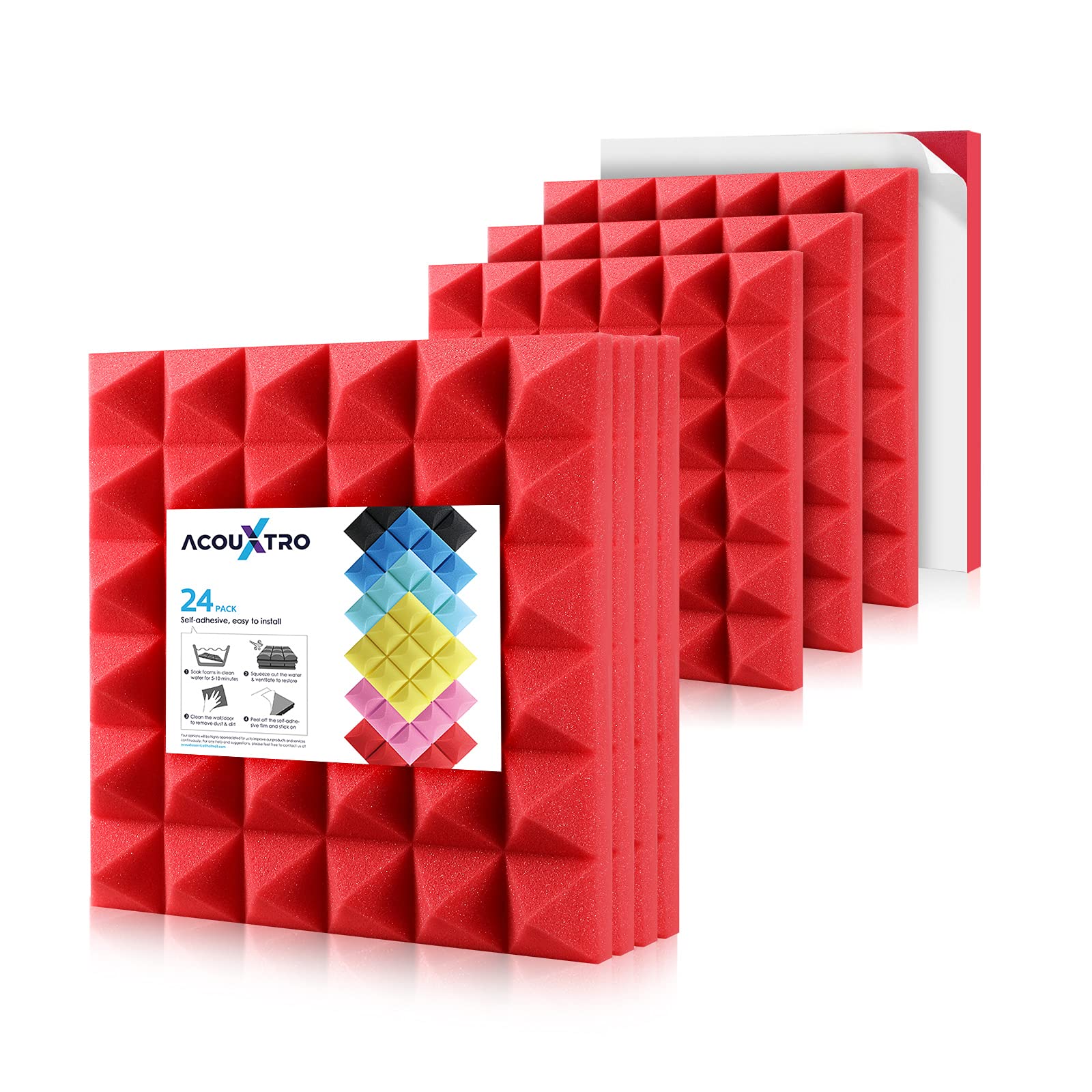 Buy Soundproof Foam 24 Pack, 2" Acoustic Panels with Adhesives, Wall