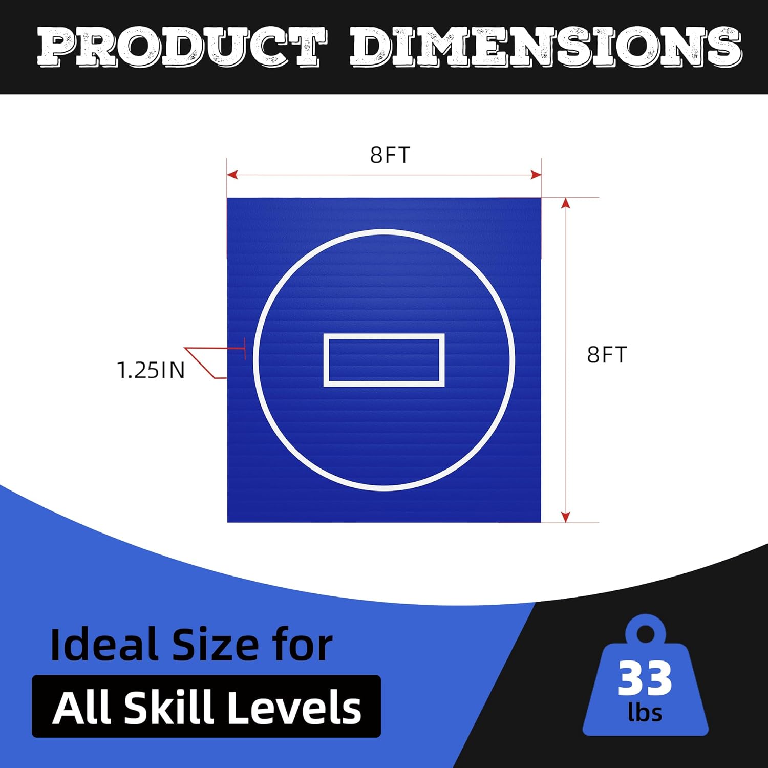 Wrestling Mat for Home, 10’ x 10’ / 5' x 10'/ 8' x 8' Wrestling Mat, Safe Wrestling & Play Mat for Kids and Family, Jiu Jitsu, BJJ, MMA, Wrestling Mats, Martial Arts, Tumbling, Easy Clean