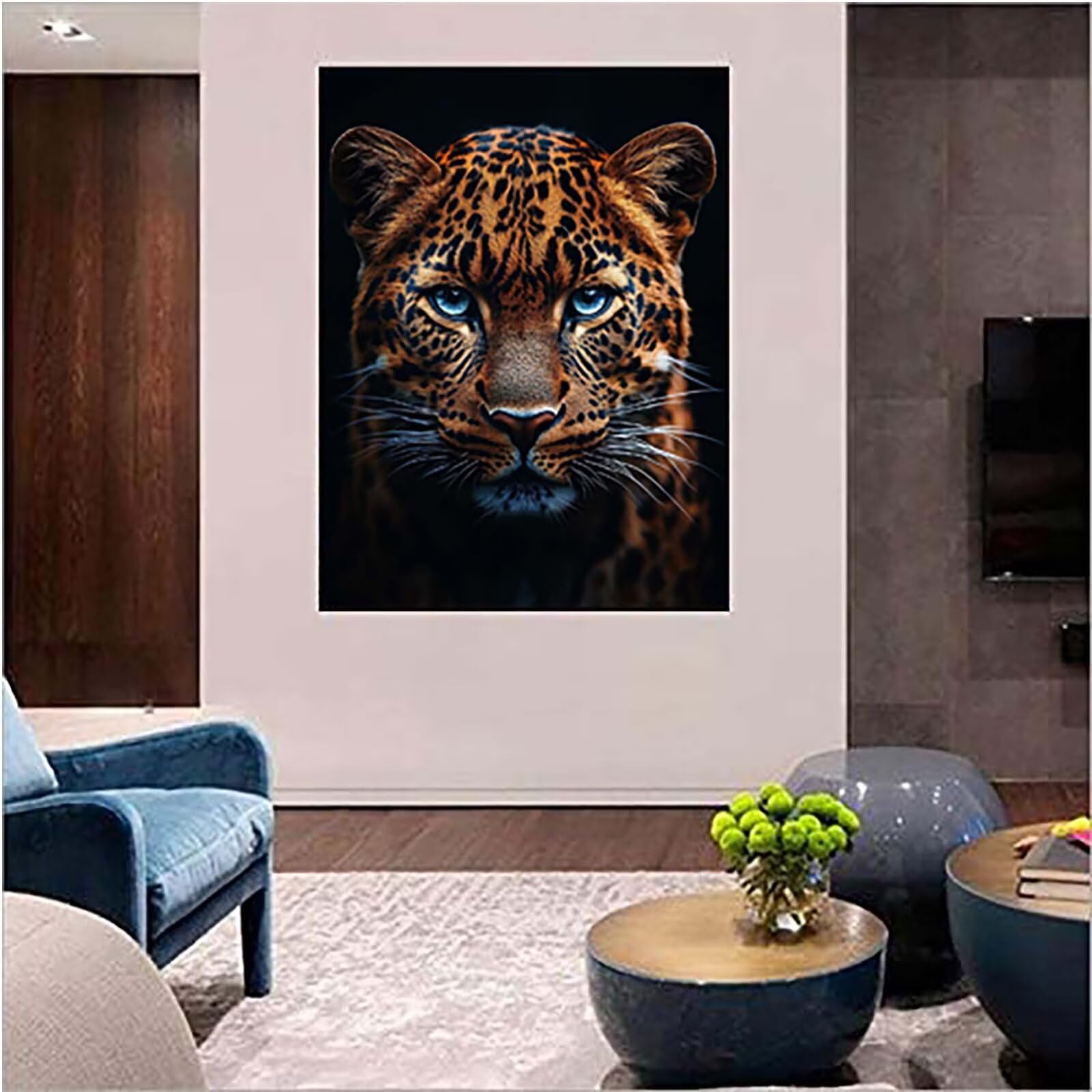 Malen Nach Zahlen Erwachsene mit Rahmen Leopard Malen Nach Zahlen, DIY Basteln Erwachsene Tier Leinwand Bilder, Paint by Numbers Handgemalt Ölgemälde Kit, für Deko Wohnzimmer Geschenke 60x80cm 5-5205