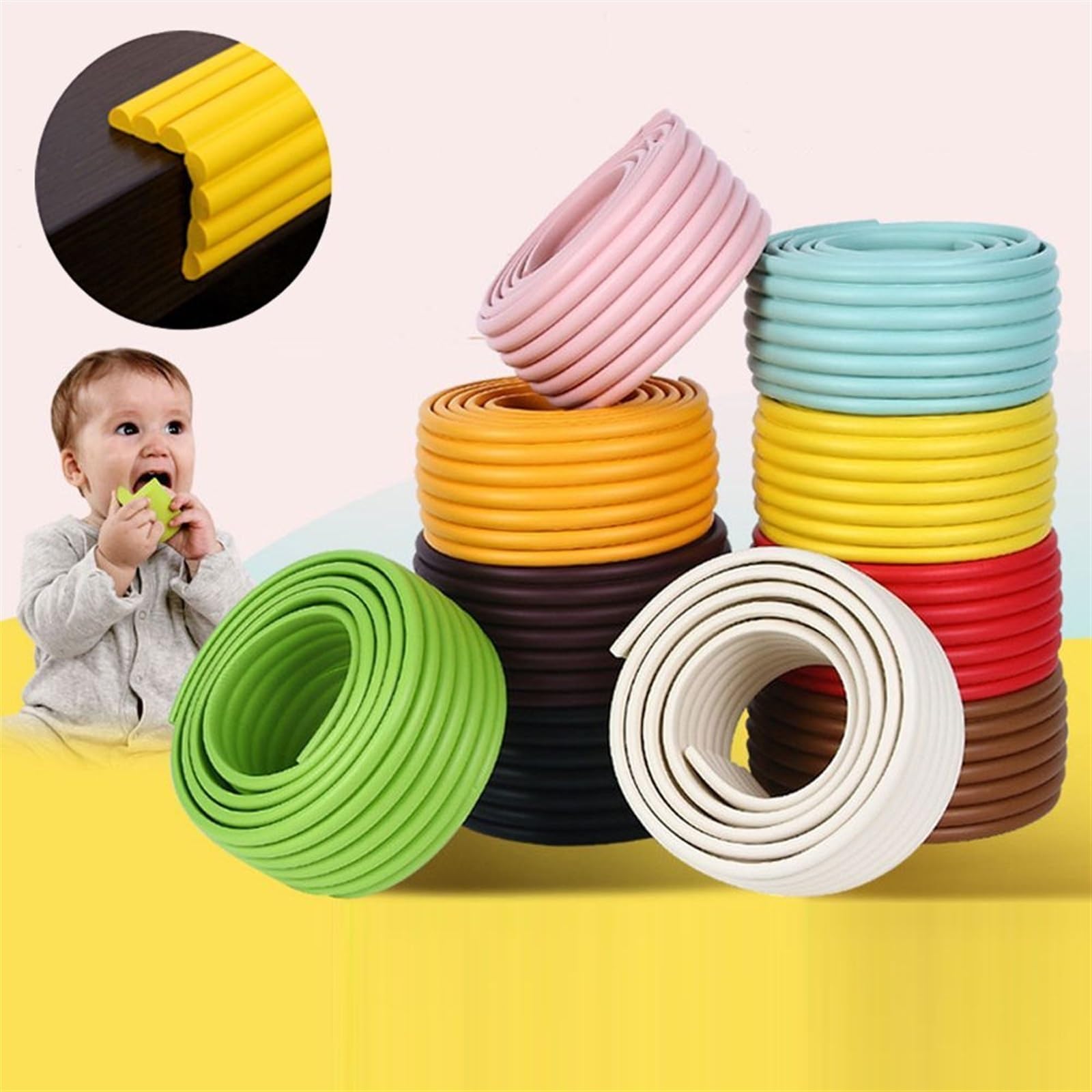 Protectores de Esquinas para mesas, Seguridad Infantil, Tira Protectora de 2 Metros, Protector de Escritorio, protección de Muebles de Espuma.