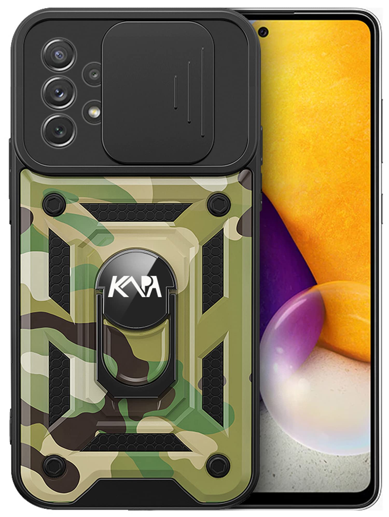 Kapa Tank Back Cover for Samsung Galaxy A53 (5G), Inbuilt Ring +Slider Shockproof Lens Protection Case (Black) (B0B2RGHC3Y) Amazon Price History, Amazon Price Tracker
