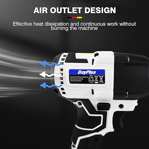 Miniatura 3 de Llave de impacto, sin escobillas de 21 V inalámbrica, 309 pies-libras de par máximo con transmisión continua, llave eléctrica de 12 pulgada, 2